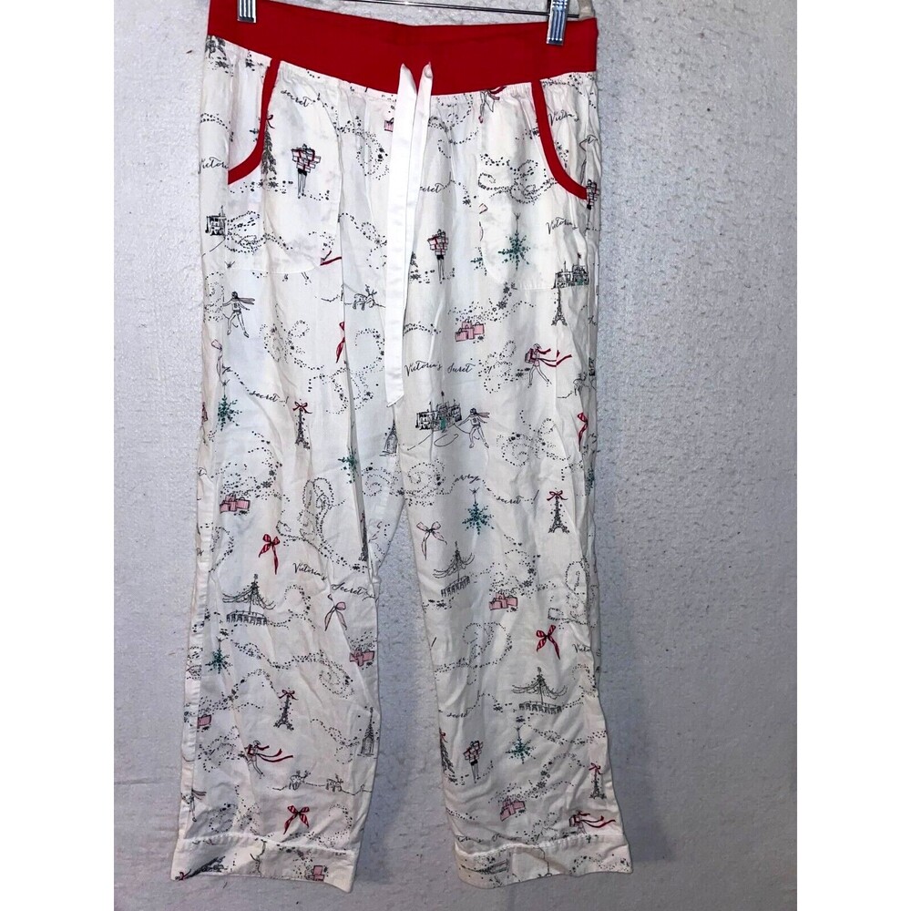 Victoria Secret pajama pants sz S women's cotton flannel White Christmas New